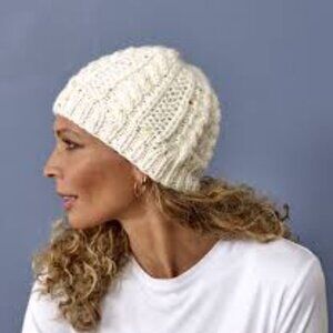 Handknit cream beanie